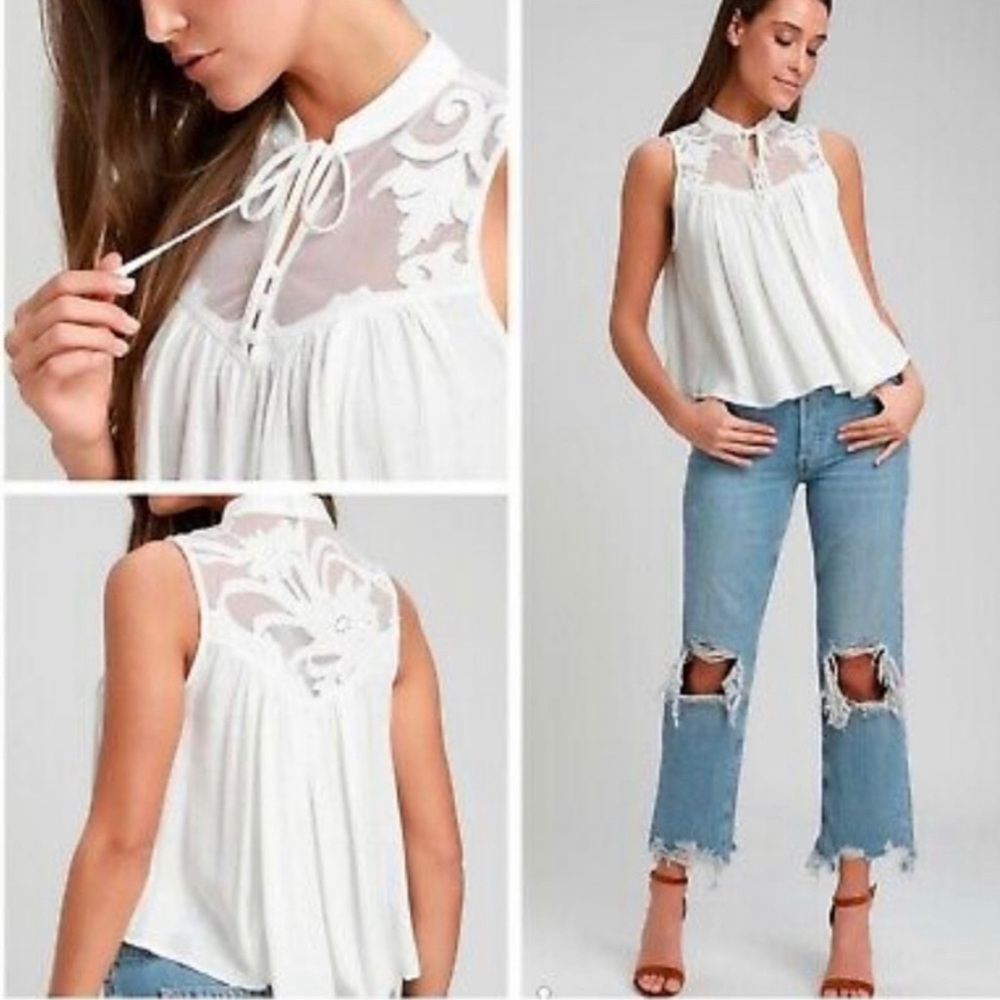 Free People sleeveless blouse top size S petite ~